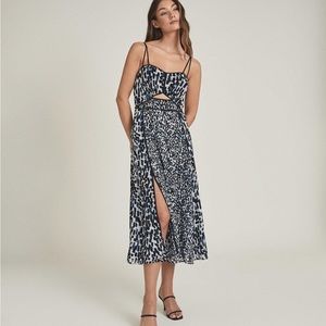 Reiss Monochrome Patterned Midi Dress